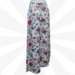 Charlotte Russe White High Waist Wide Leg Pants Size M Floral Lightweight